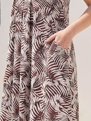 Roman Brown Petite Abstract Print Pocket Dress - Image 4 of 4