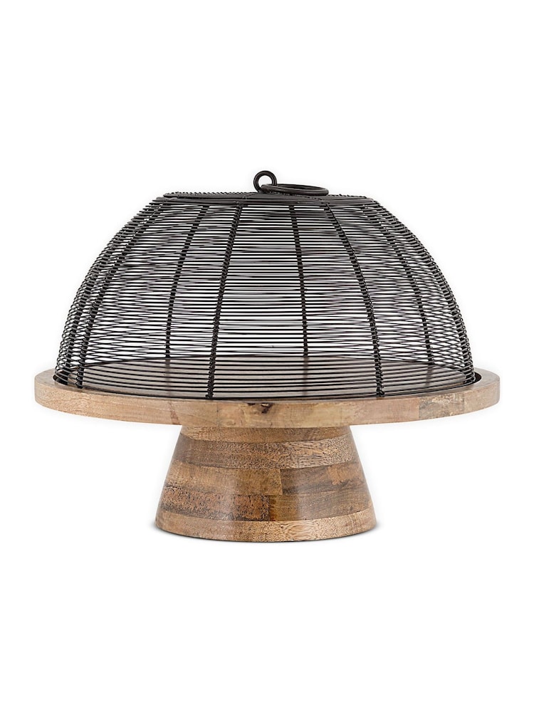 Nkuku Aged Brass Inkollu Wire & Mango Wood Cake Stand - Image 4 of 4