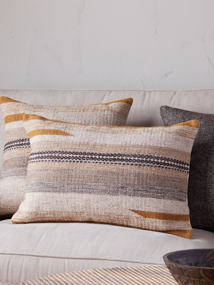 Nkuku Ochre Aravali Wool Cushion Cover - Image 1 of 4 Nkuku Ochre Aravali Wool Cushion Cover - Image 1 of 4