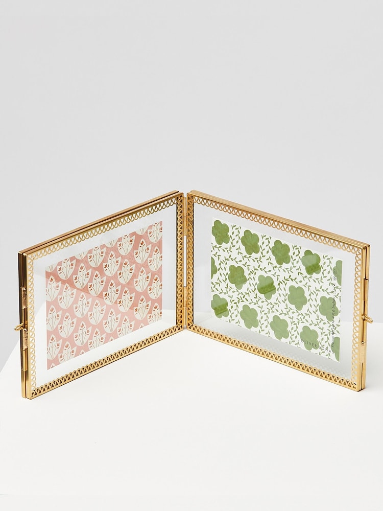 Oliver Bonas Gold And Glass Lace Double Picture Frame - Image 2 of 4