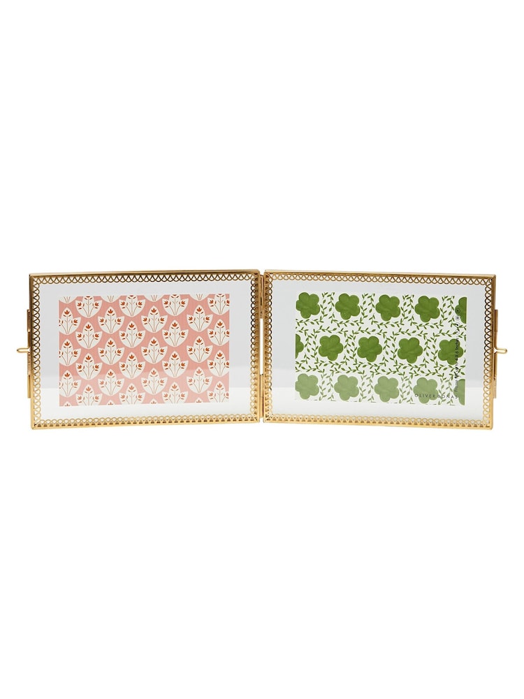 Oliver Bonas Gold And Glass Lace Double Picture Frame - Image 4 of 4