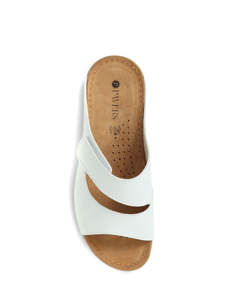 Pavers White Adjustable Leather Mules - Image 4 of 5