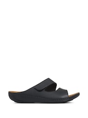 Pavers Black Wide Fit Adjustable Leather Mules - Image 1 of 5
