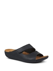 Pavers Black Wide Fit Adjustable Leather Mules - Image 2 of 5