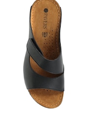 Pavers Black Wide Fit Adjustable Leather Mules - Image 3 of 5