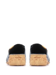 Pavers Blue Ladies Leather Wedge Heel Clogs - Image 2 of 5