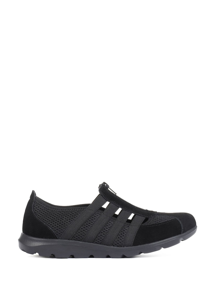 Pavers Black Ladies Wide Fit Casual Slip-On Shoes - Image 1 of 5