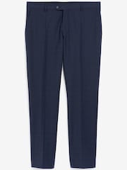 Bright Blue Slim Fit Wool Blend Motion Flex Check Suit: Trousers - Image 1 of 3