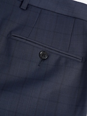 Bright Blue Slim Fit Wool Blend Motion Flex Check Suit: Trousers - Image 3 of 3