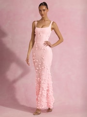 Oh Polly Embellished Applique Soft Scoop Corset Gown - 圖片 4，共 6