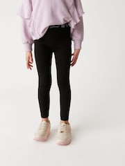 River Island Girls Black Monogram Waistband Leggings - Image 1 of 7
