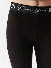 River Island Girls Black Monogram Waistband Leggings - Image 4 of 7