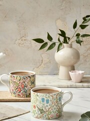 Morris & Co. Set of 2 Green Blackthorne & Golden Lily Mugs - Image 2 of 2
