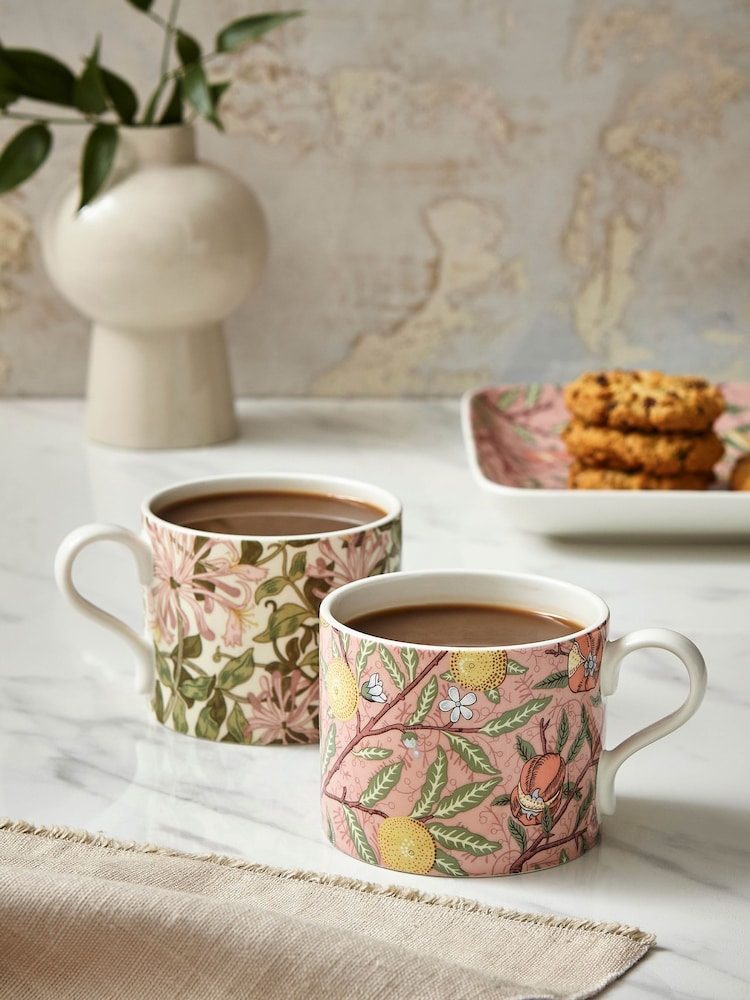 Morris & Co. Set of 2 Pink Fruit & Honeysuckle Mugs - Image 2 of 4