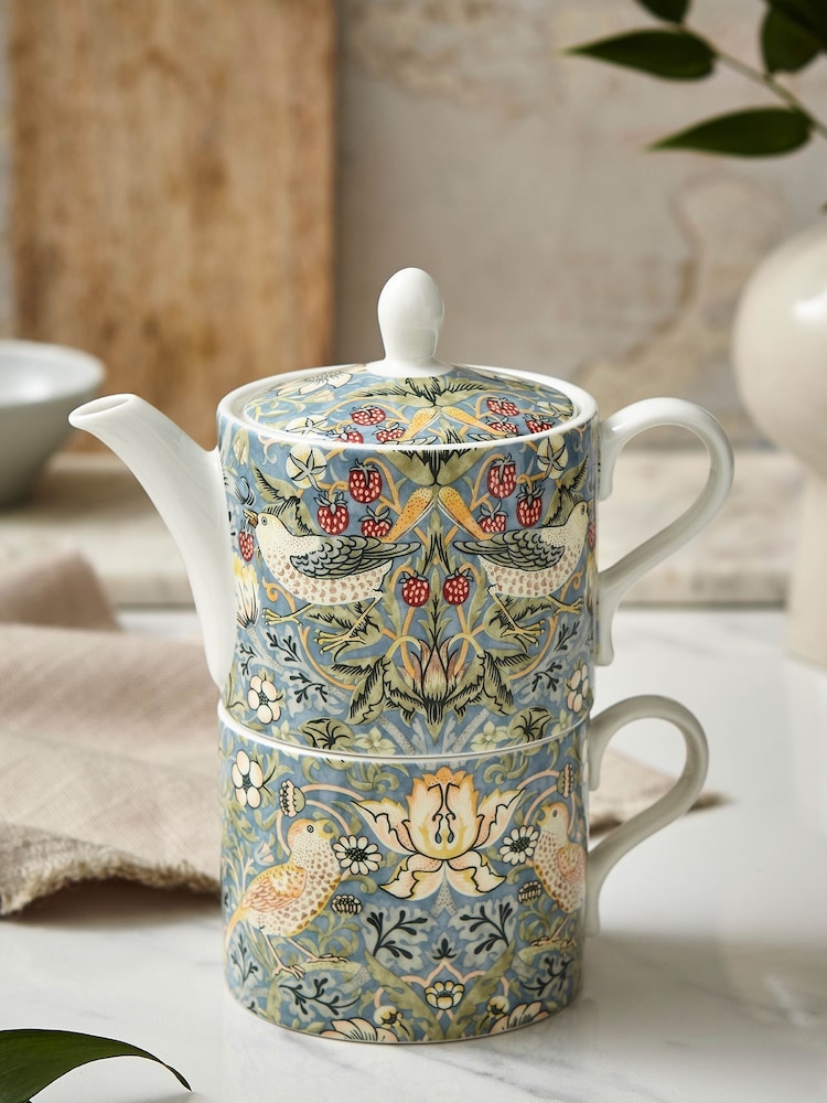 Morris & Co. Blue Strawberry Thief Tea For One - Image 1 of 4