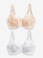 Nude/White Non Pad Balcony DD+ Lace Bras 2 Pack - Image 4 of 6