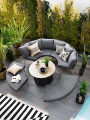 Black Helsinki Garden Rattan Sofa and Table Dining Lounge Set - Image 1 of 13