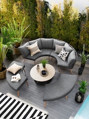Black Helsinki Garden Rattan Sofa and Table Dining Lounge Set - Image 2 of 13