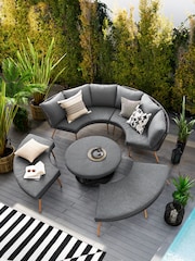 Black Helsinki Garden Rattan Sofa and Table Dining Lounge Set - Image 3 of 13