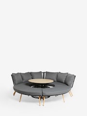 Black Helsinki Garden Rattan Sofa and Table Dining Lounge Set - Image 6 of 13