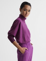 Reiss Magenta Frankie Wool Blend Roll Neck Jumper - Image 1 of 6