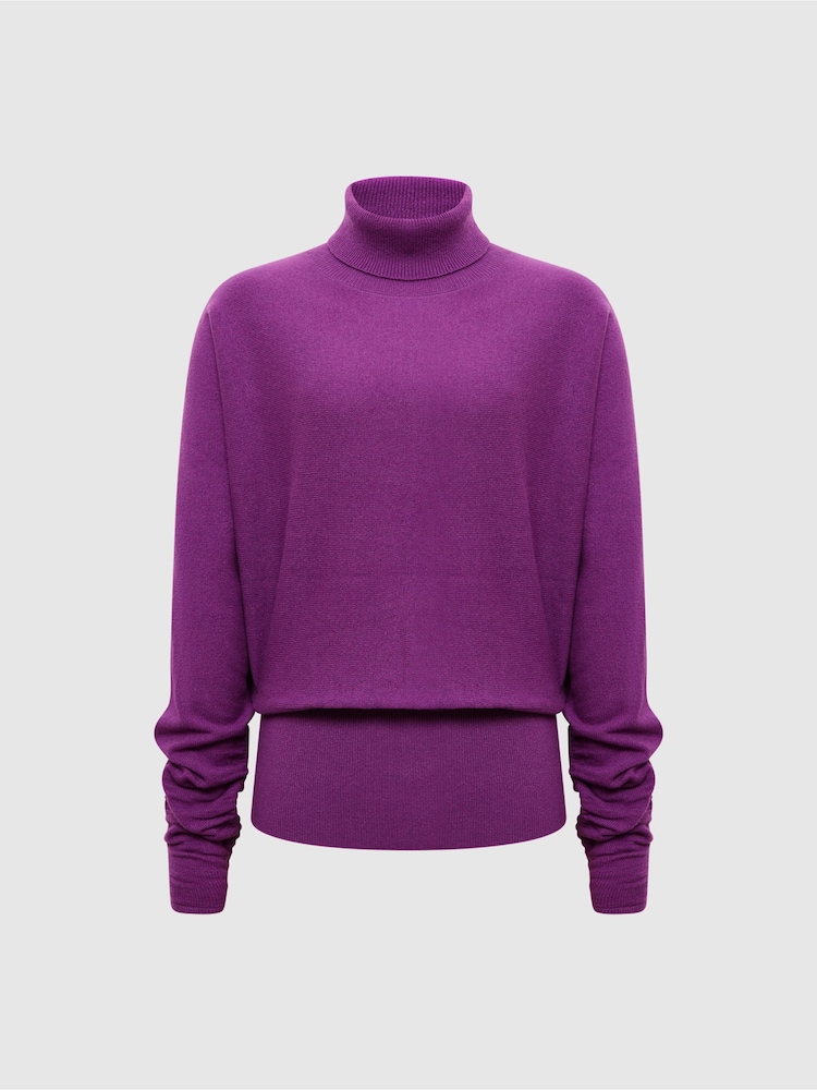 Reiss Magenta Frankie Wool Blend Roll Neck Jumper - Image 2 of 6