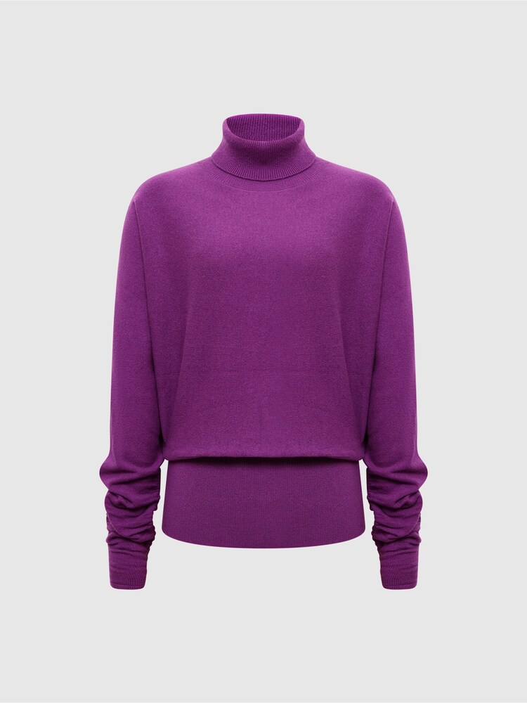 Reiss Magenta Frankie Wool Blend Roll Neck Jumper - Image 2 of 6 Reiss Magenta Frankie Wool Blend Roll Neck Jumper - Image 2 of 6