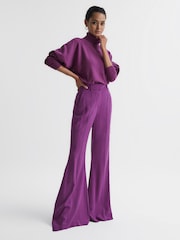 Reiss Magenta Frankie Wool Blend Roll Neck Jumper - Image 3 of 6