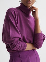 Reiss Magenta Frankie Wool Blend Roll Neck Jumper - Image 4 of 6