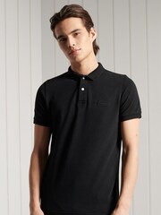 Superdry Black Organic Cotton Vintage Destroy Polo Shirt - Image 1 of 4