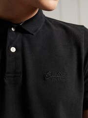 Superdry Black Organic Cotton Vintage Destroy Polo Shirt - Image 4 of 4