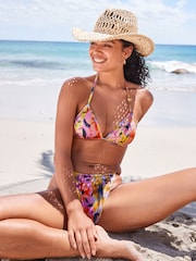Rosa geblümt - Tanga-Bikinihose mit Raffung - Bild 3 von 7