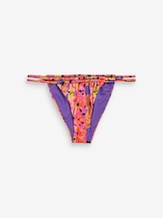Rosa geblümt - Tanga-Bikinihose mit Raffung - Bild 6 von 7