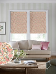 Laura Ashley Coral Pink 100% Cotton Loveston Made To Measure Roman Blinds - Image 1 of 6