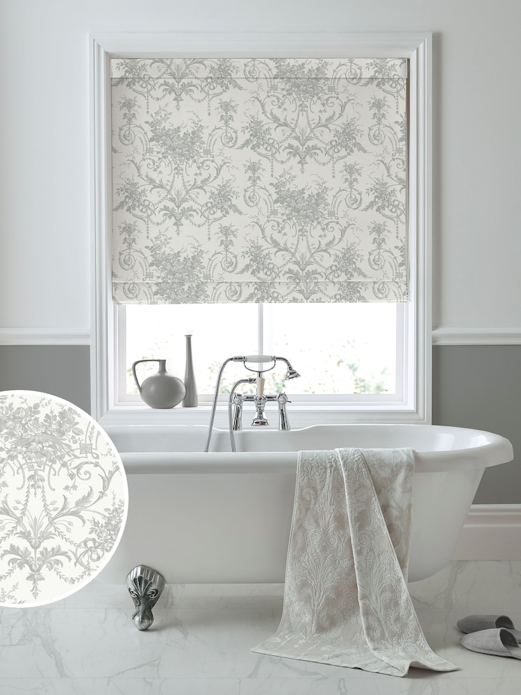 Laura Ashley Steel 100% Cotton Tuileries Made To Measure Roman Blinds - Image 1 of 6