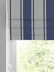 Laura Ashley Midnight 100% Cotton Tiverton Stripe Made To Measure Roman Blinds - Image 2 of 6