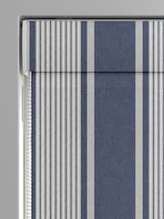Laura Ashley Midnight 100% Cotton Tiverton Stripe Made To Measure Roman Blinds - Image 3 of 6