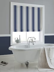 Laura Ashley Midnight 100% Cotton Tiverton Stripe Made To Measure Roman Blinds - Image 5 of 6