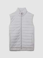 Reiss Soft Grey William Hybrid Quilt and Knit Zip-Through Gilet - Image 2 of 7
