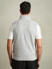 Reiss Soft Grey William Hybrid Quilt and Knit Zip-Through Gilet - Image 4 of 7