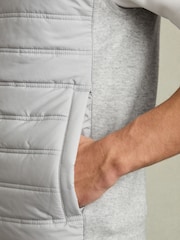 Reiss Soft Grey William Hybrid Quilt and Knit Zip-Through Gilet - Image 5 of 7