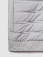 Reiss Soft Grey William Hybrid Quilt and Knit Zip-Through Gilet - Image 7 of 7