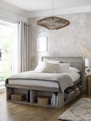 Grey Oak Effect Bronx Platform Bed Frame with Storage - Image 1 of 8