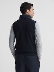 Reiss Navy William Hybrid Quilt and Knit Zip-Through Gilet - Image 5 of 6