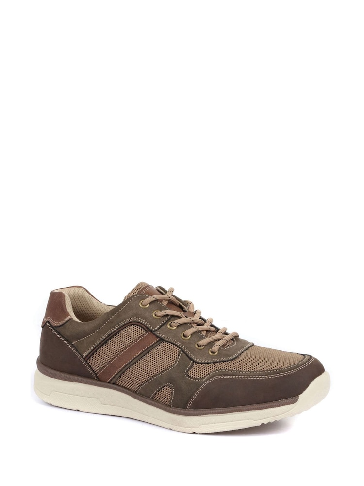 Marrón - Zapatillas de deporte de hombre de corte ancho de Pavers - Imagen 2 de 5
