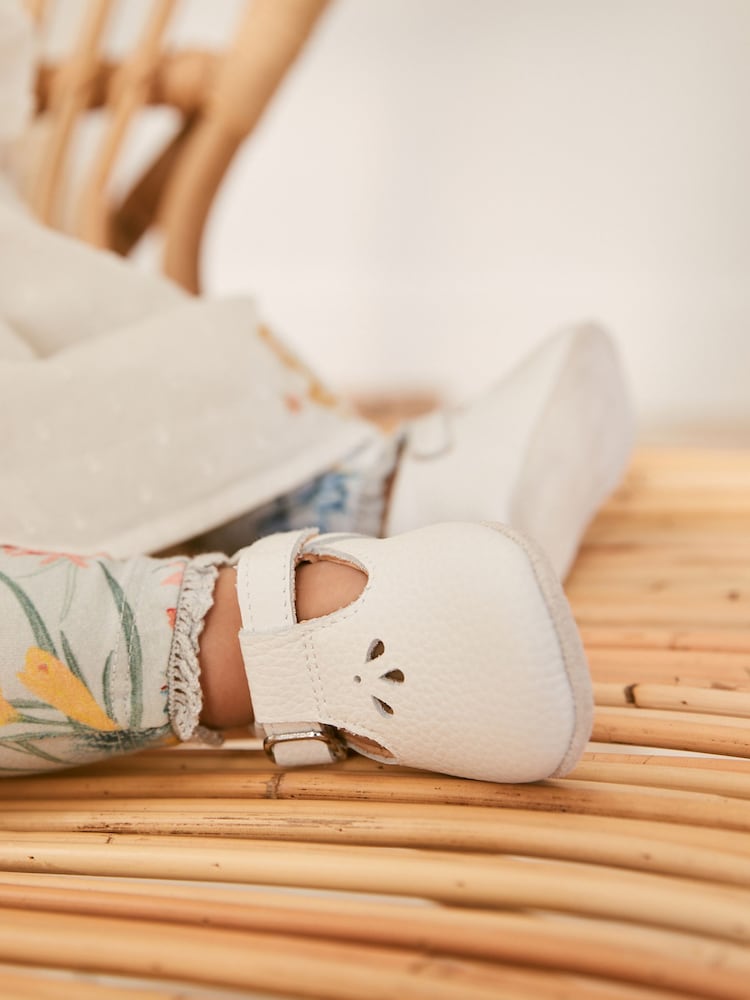 White Leather T-Bar Baby Shoes (0-24mths) - Image 1 of 5