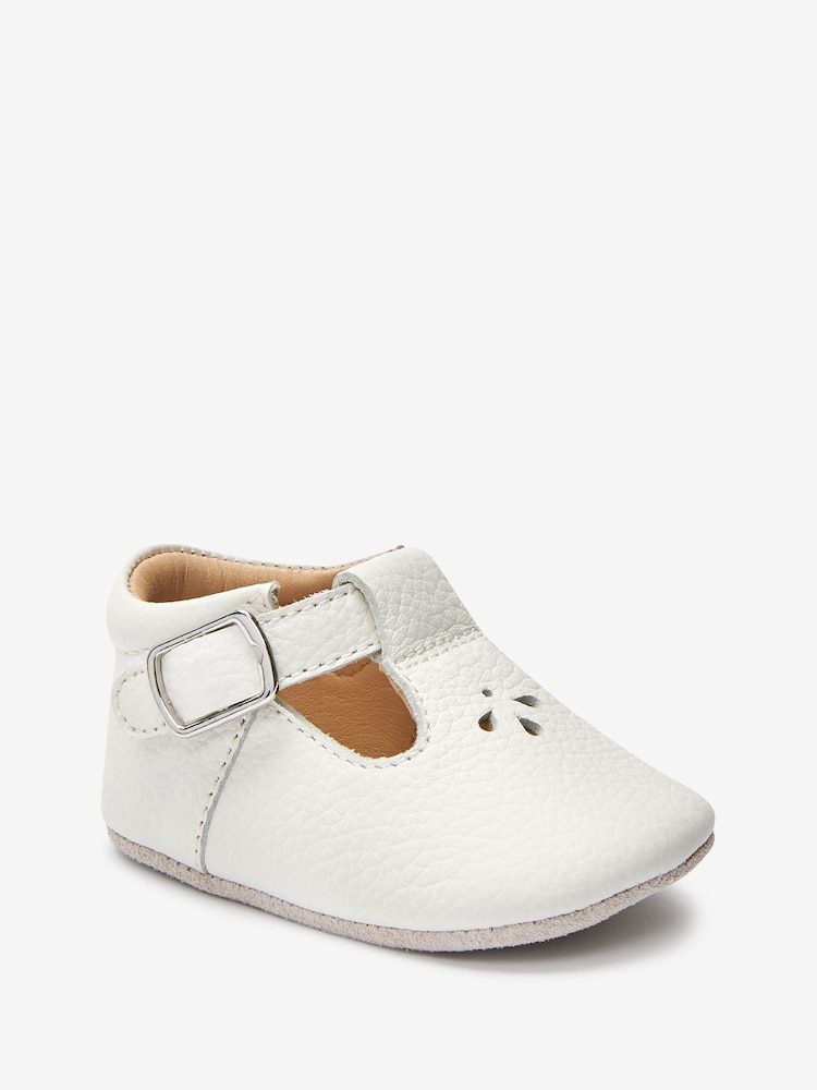 White Leather T-Bar Baby Shoes (0-24mths) - Image 2 of 5