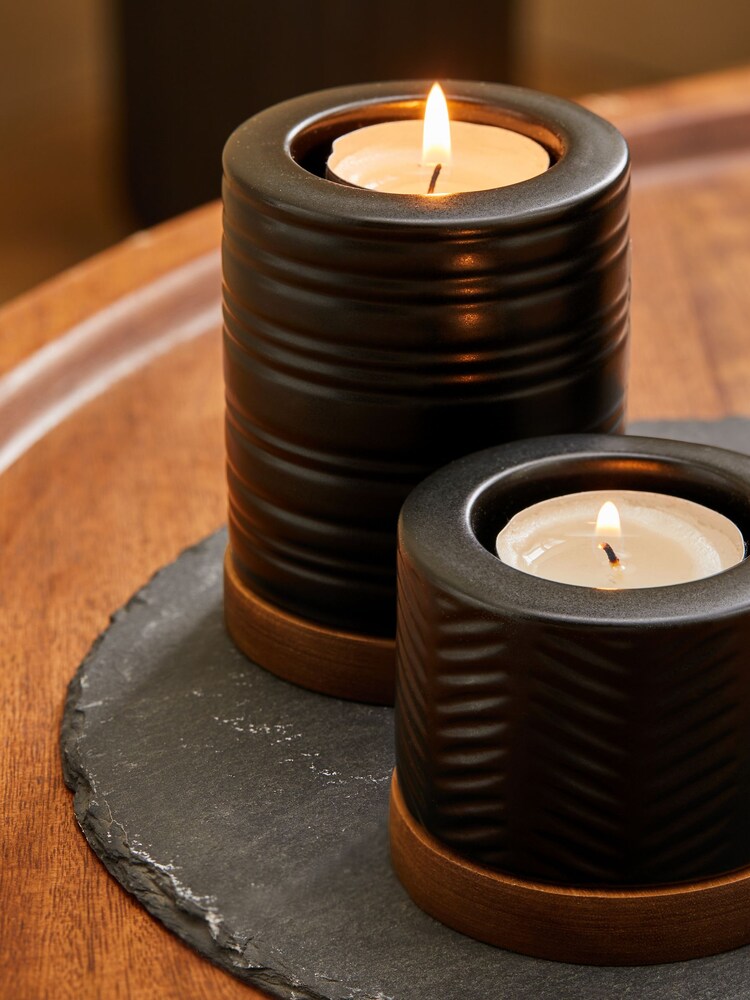 Set of 3 Black Bronx Tealight Candle Holders - Image 4 of 7