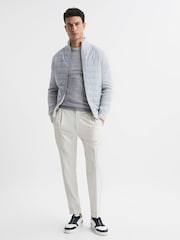 Reiss Soft Grey Trainer Hybrid Quilt and Knit Zip-Through Jacket - Image 3 of 6