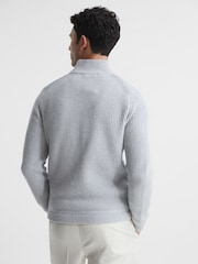 Reiss Soft Grey Trainer Hybrid Quilt and Knit Zip-Through Jacket - Image 5 of 6